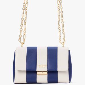 New Kate Spade Carlyle Striped Medium Shoulder bag Leather Outerspace